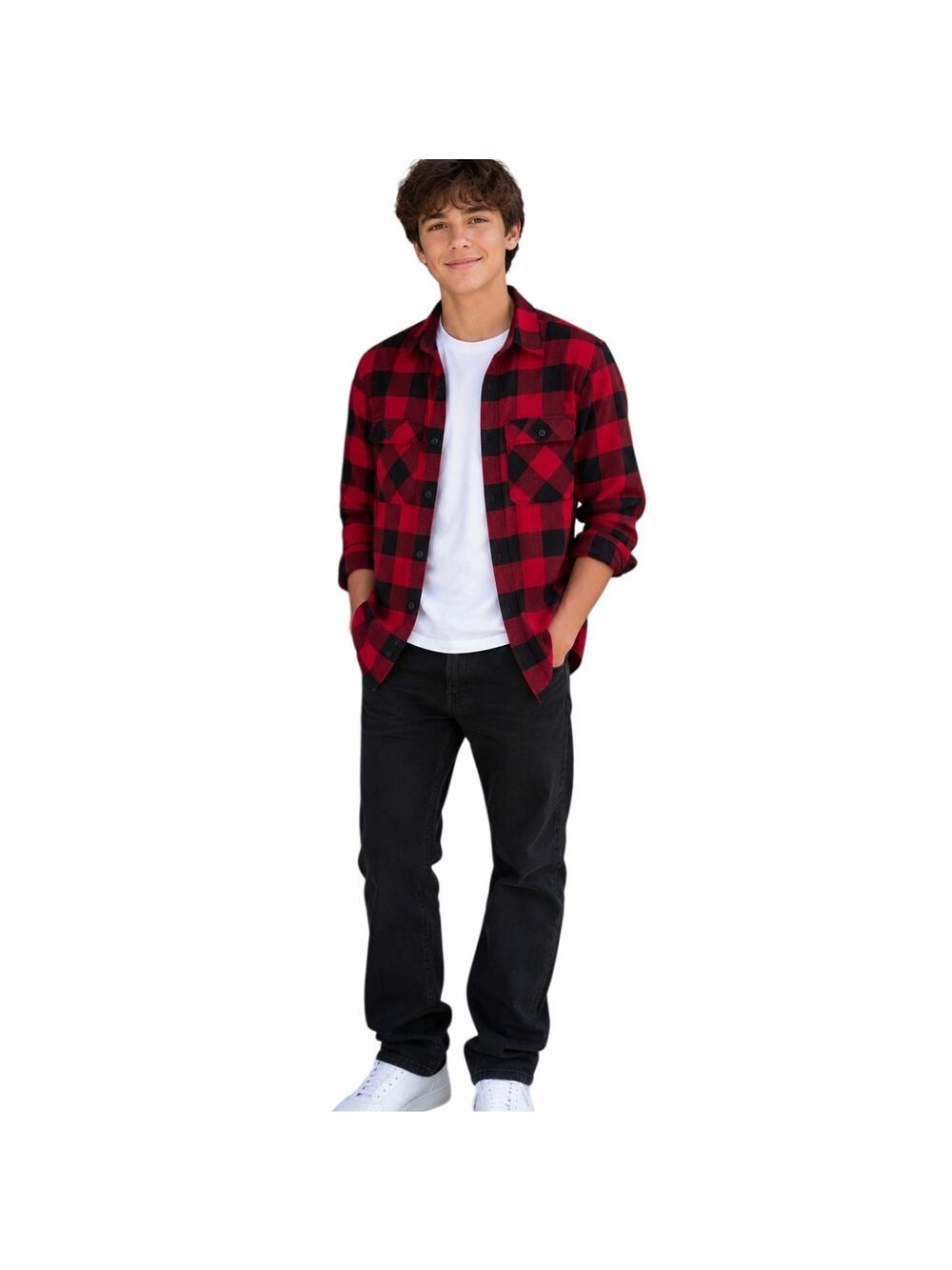 ❤️2/$12 Urban Pipeline Button Down Shirt Buffalo Check Long Sleeve Youth XL